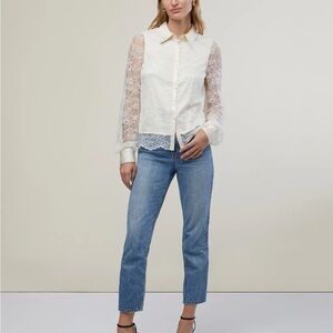 Rachel Parcell Ivory Lace Button-Up NWT Sz S